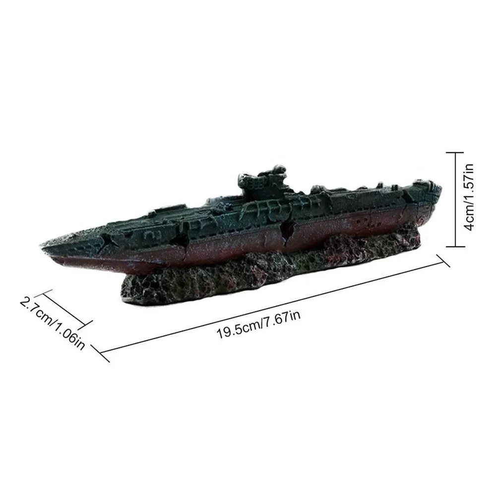 Aquarium Fish Tank Landscaping Simulation Resin Shipwreck Warship Submarine Model Dilapidated Sea War Wreck Hiding House