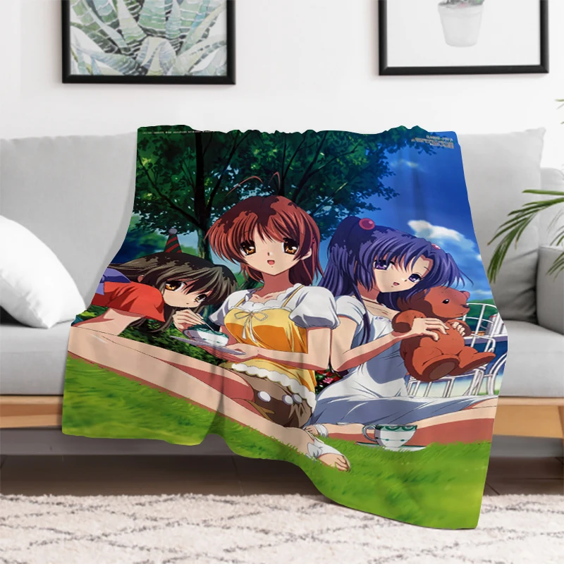 Anime Clannad Fleece Blanket Sofa Winter Fluffy Soft Blankets & Throws Microfiber Bedding Knee Warm Nap Decorative Luxury Custom