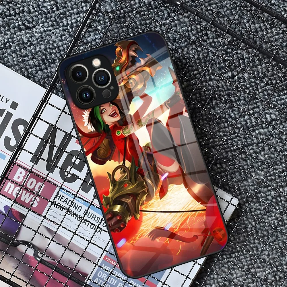 L-League Of L-Legends Jinx Phone Case For IPhone 15 14 Pro 11 13 12 Mini XS XR Max 8 7 6 Plus SE 2020 Glass Design Cove