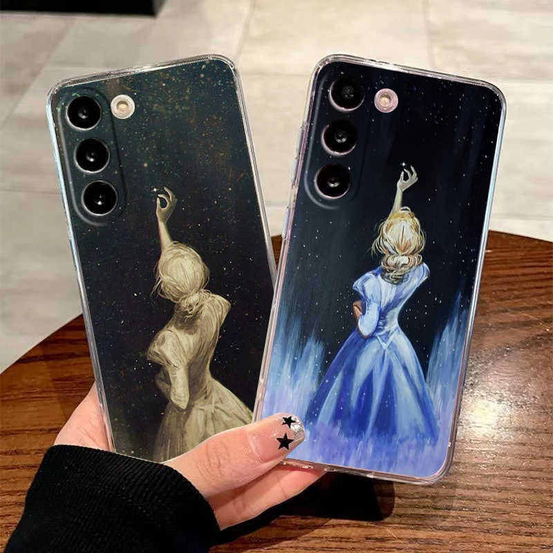 Dreamy Lonely Girl Transparent Phone Case for Samsung Galaxy A16 A14 A12 A22 A24 A34 A36 A37 A42 A56 A57 A30 A40 Soft Cover Bags