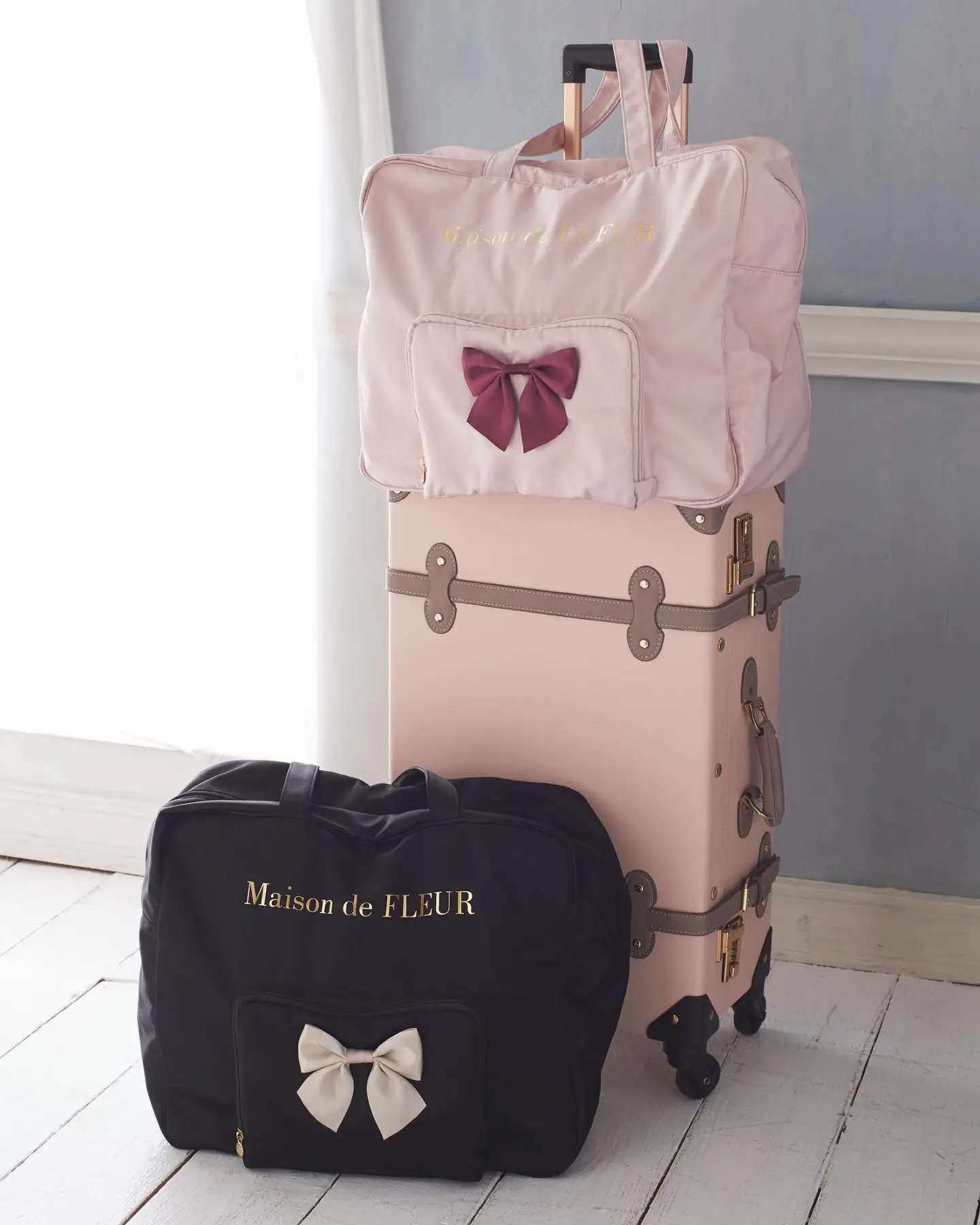 Japanese Style New Foldable Storage Travel Tote Bags Women's Sweet Bow Luggage Yoga Large Capacity Women's Bag