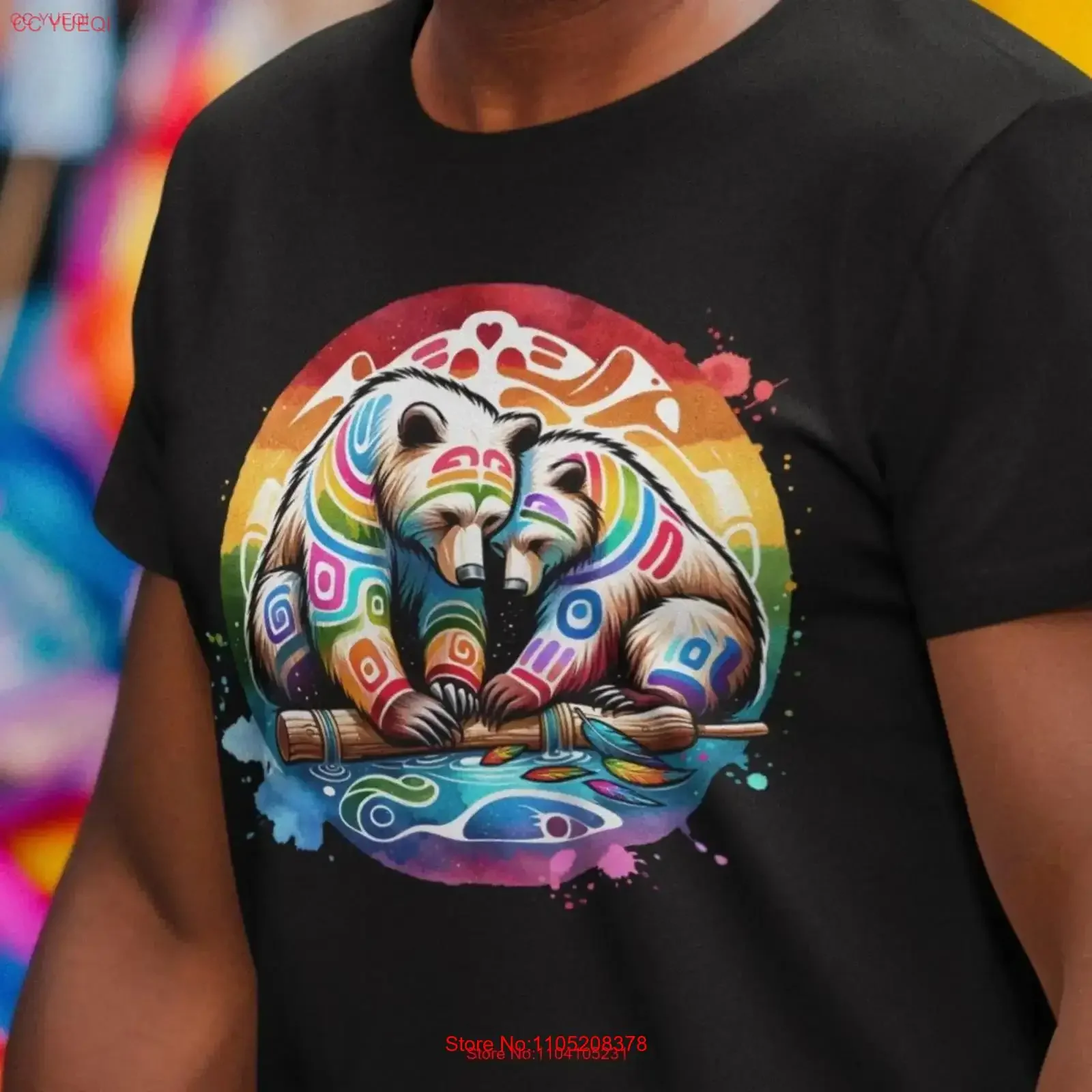 Two Spirit Bear Pride T Shirt Indigenous 2SLGBTQIS 2S Celebration LGBTQ Parade Softstyle vintage Washed streetwear Slightly
