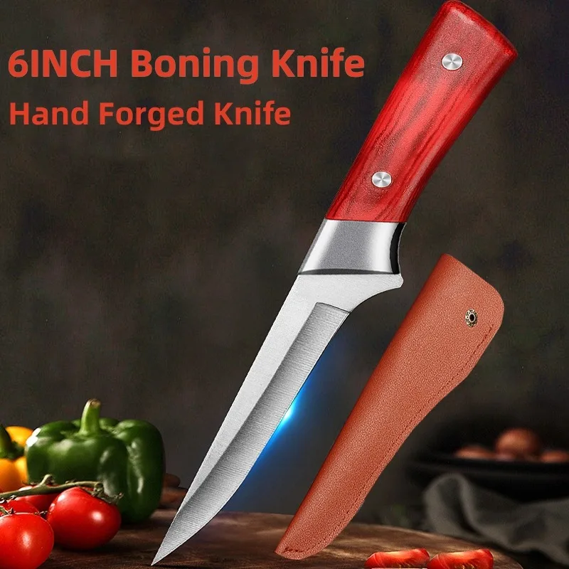 Kitchen Boning Knife Stainless Steel Fruit Paring Knife Cut Meat Pork Beef Sheep Fish Butcher Cleaver Chef Knife with Cover