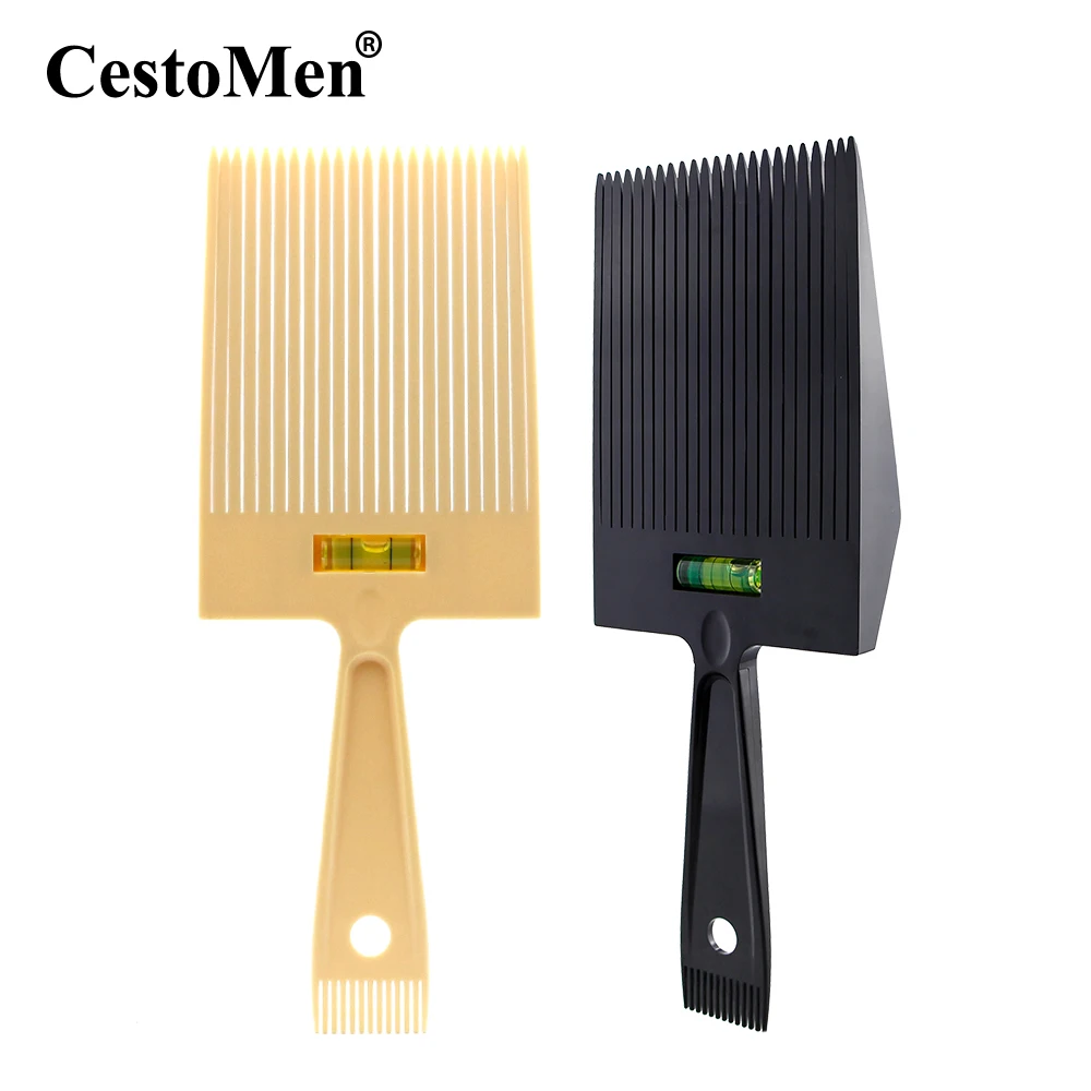 Professional Men Flat Top Comb Haircut Dual-Ended Barber Clipper Comb Flat Head Hair Cutting Comb With Level Bubble