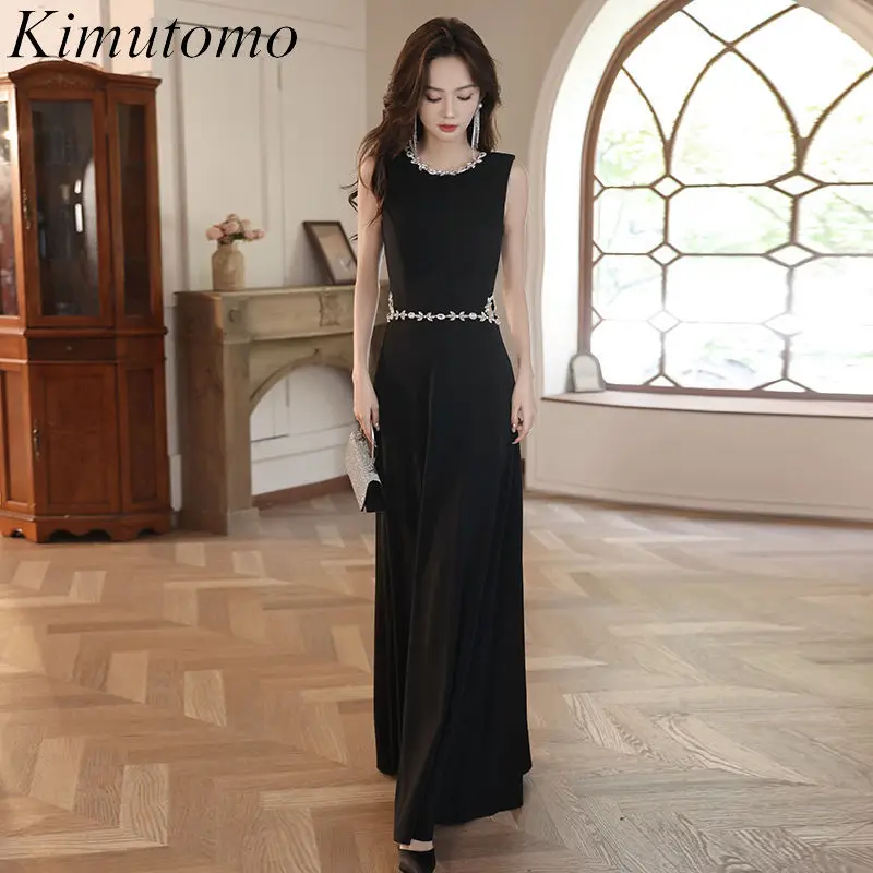 

Kimutomo Sexy Cut Out Beaded Dress Celebrity Style High Waist Sleeveless Hip Dresses Korean Fashion A Line Shiny Vestidos Women