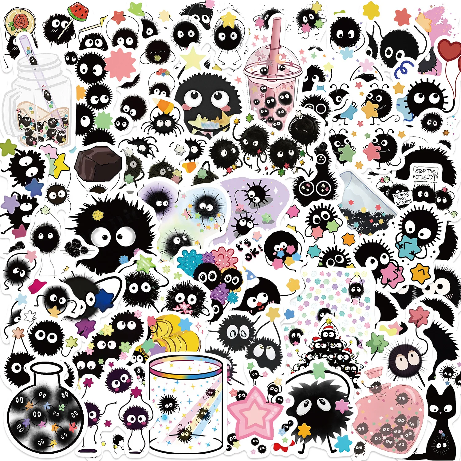 10/30/54PCS Soot Sprites Stickers Cute Elf Cartoon Sticker DIY Decoration Luggage Laptop Phone Guitar Car Bike Sticker  Gifts