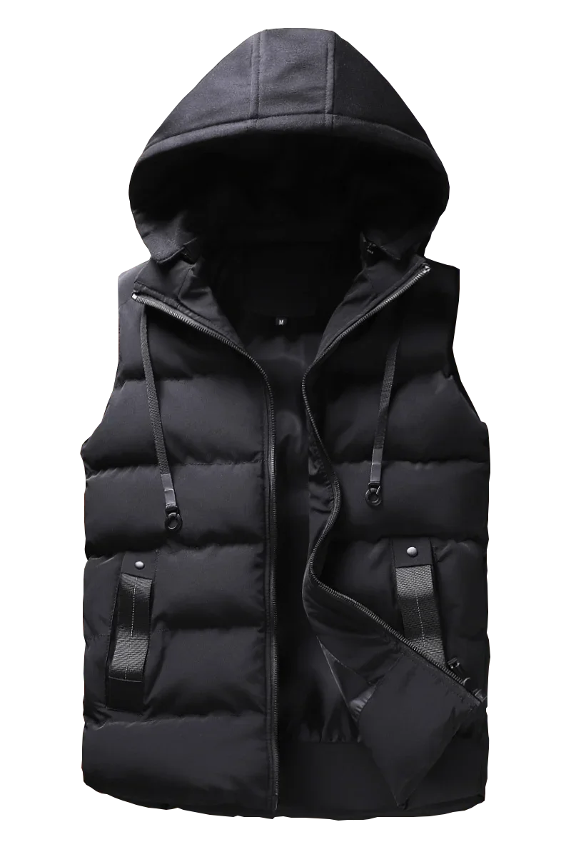 

Plus Size Warm Waistcoat Mens High Quality Brand Vests Men Vest New Winter Hooded Sleeveless Jackets Windproof Stylish Men Vest