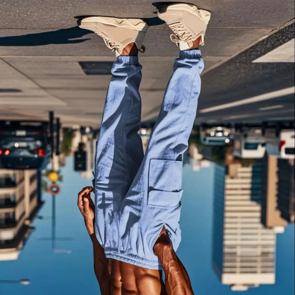 

Multi-Pockets Men's Cargo Pants Cotton 2025 Jogger Pants Drawstring Waist Casual Trousers Elastic Waist Men Exercise Pants