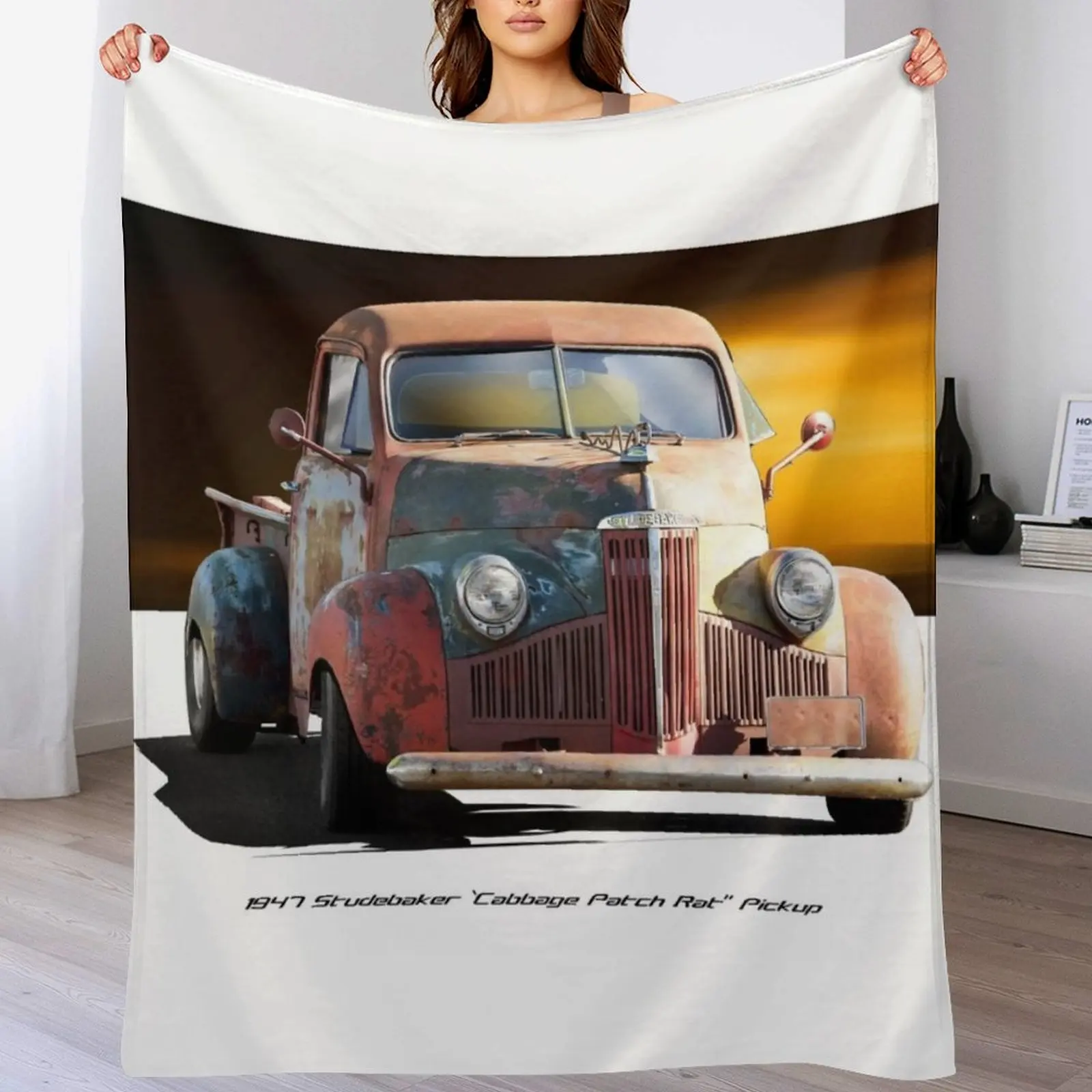 

1947 Studebaker 'Cabbage Patch Rat' Pickup Throw Blanket Custom Beautifuls Thins Travel Blankets