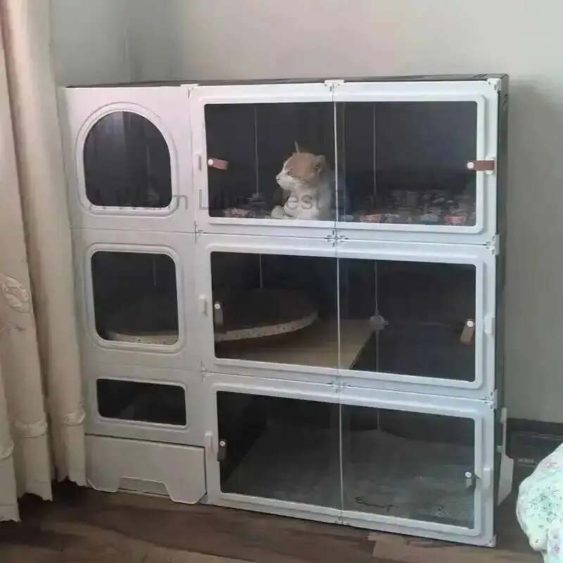 

Litter Cat Minimalist Box House Modern Cats Integrated Cat Cage Light Luxury Large Free Space Household Indoor Cages for Cats