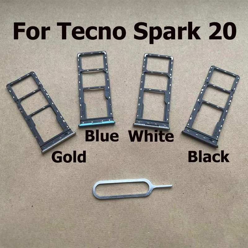 New For Tecno Spark 20 Sim Card Tray Slot Holder Socket Adapter Connector Repair Parts For Spark 20 Pro