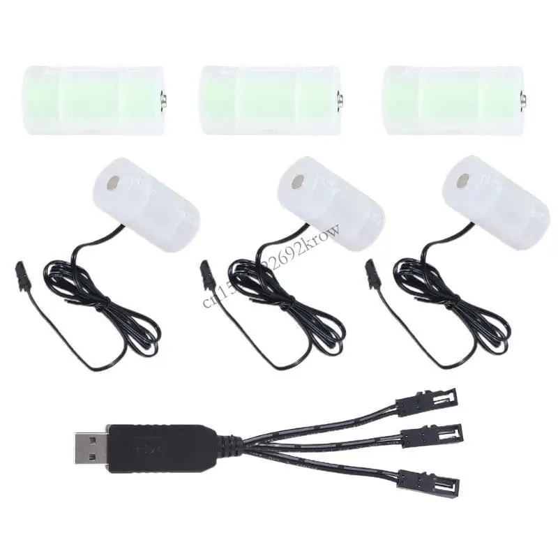 

R9CB 3in1 USB to D Cell Battery Replacement for LED Light Decorations Lamp toy vacuum