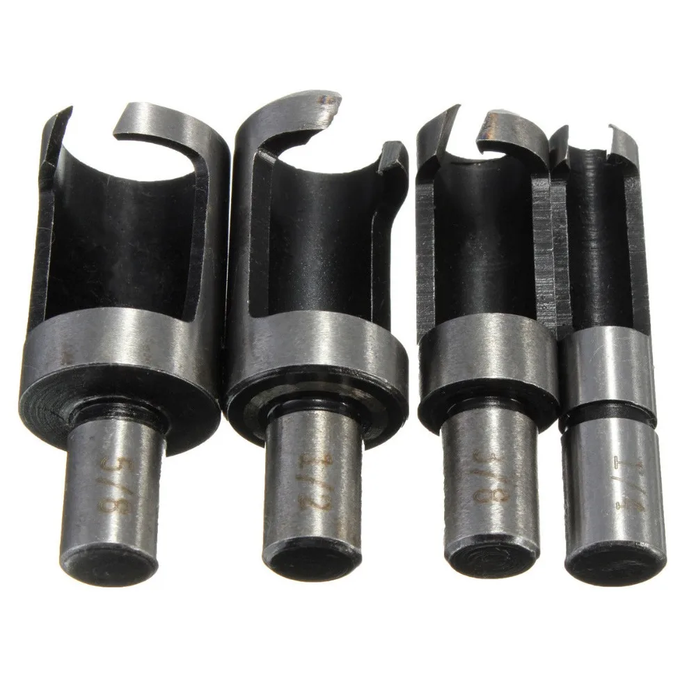 Binoax 4Pcs Carbon Steel Wood Work Plug Cutter Cutting Power Tool Drill Bit Set DIY 6/10/13/16mm