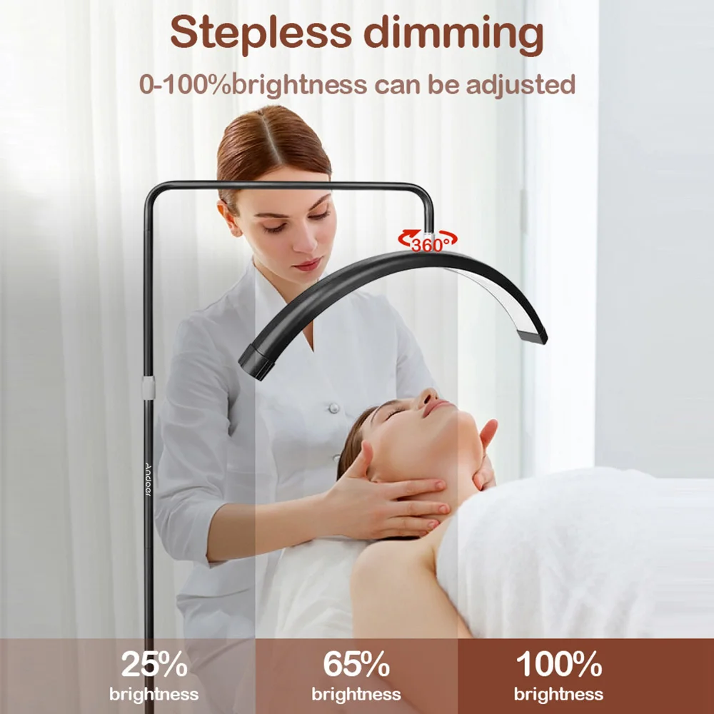 Andoer HD-M6X 36W Podłogowa lampa wideo LED w kształcie półksiężyca Światło wypełniające 3200K-5600K Możliwość przyciemniania z metalowym stojakiem