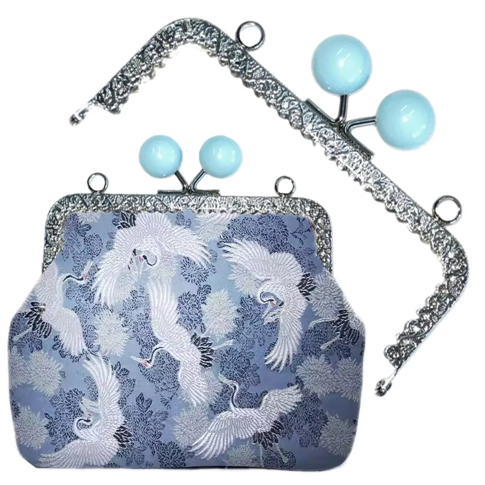 

10PCS 12.5cm Metal Purse Frame Bag Handle Colored Bead Women Handbag Kiss Clasp DIY Sewing Brackets Bags Accessories