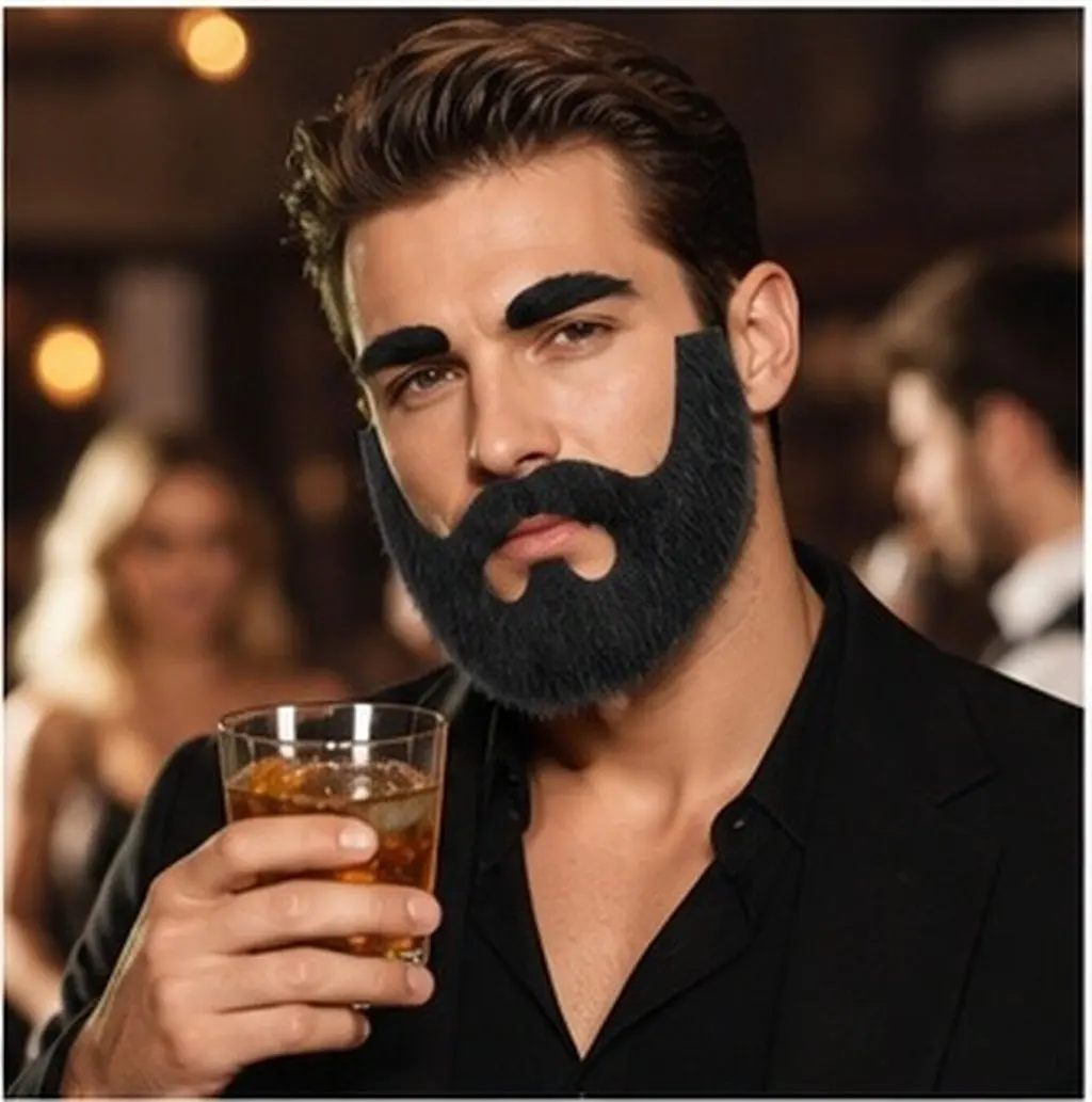 1Set Lightweight Fake Beard False Eyebrow Mustache Cloth Cosplay Prop Party Performance Photo Decoration Supply