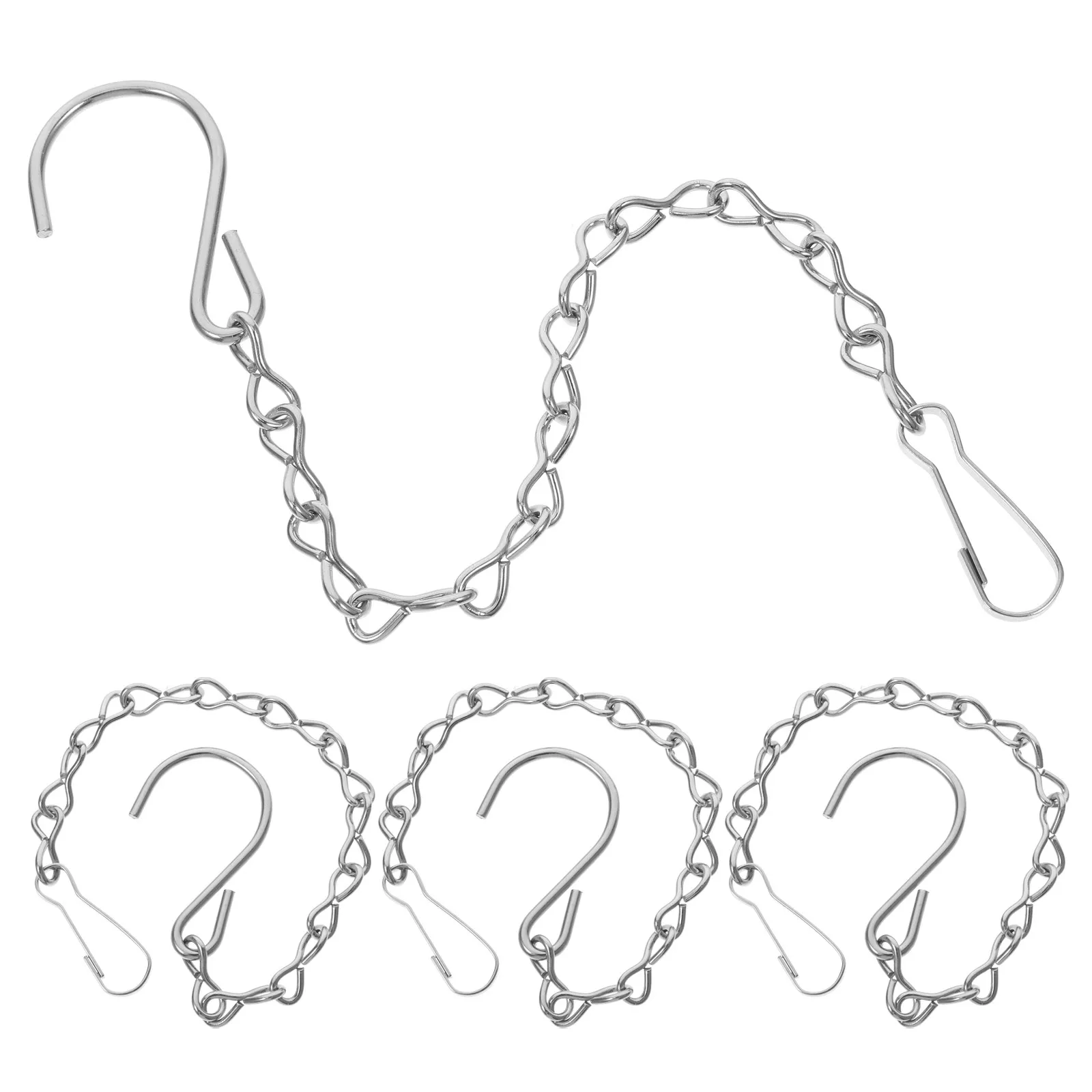 4Pcs Hanging Basket Chain Stainless Steel Heavy Duty Silver Chains S Hooks for Hanging Flowerpots Plants Lanterns Wind Chimes