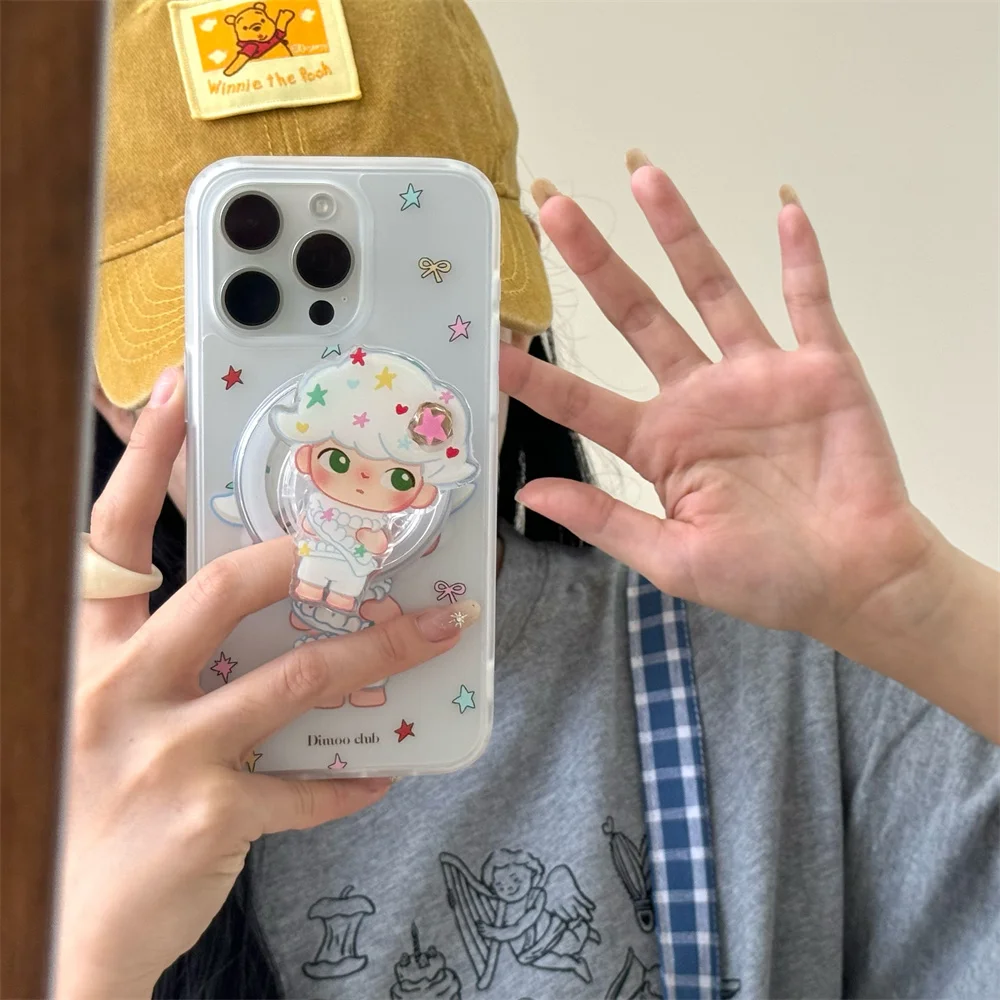 New Star Cartoon Magnetic Stand Phone Case for iPhone 16 15 14 13 Pro Max Cover Luxury Stylish Shockproof Lovely Anti-fall Cover