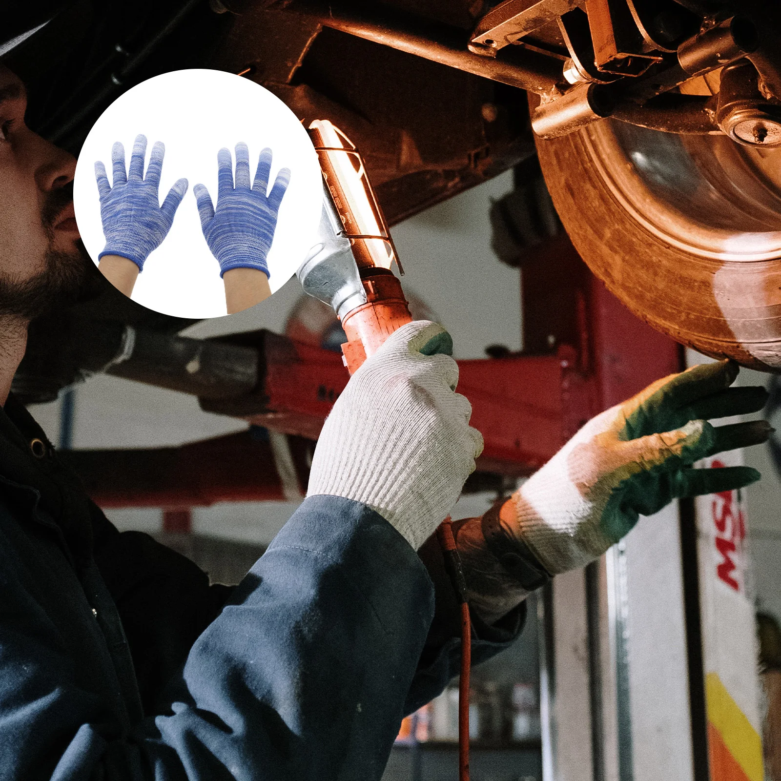 12 пар окрашенных перчаток для шитья пальцев, защитные рабочие варежки, антистатические нейлоновые нескользящие варежки