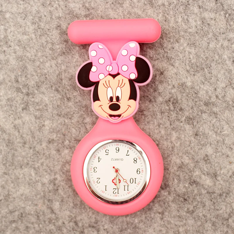 Cartoon Cute Couple Mouse And Duck Style Badge Pocket Watch retrattile e con Clip per uomo e donna