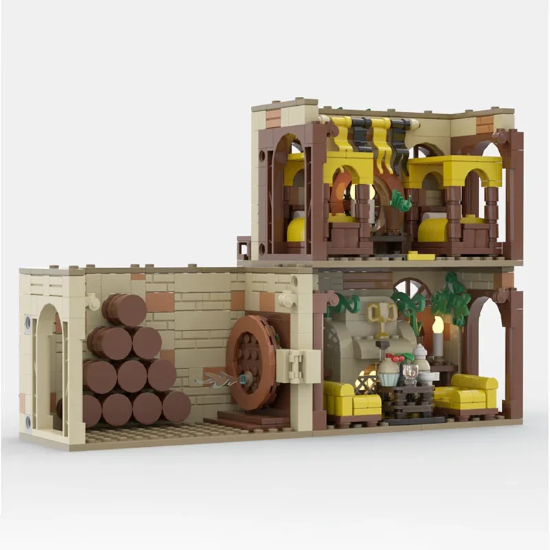 Modello di blocco da costruzione del film Moc, tecnologia del salotto pubblico Hufflepuff, regalo di blocchi modulari, assemblaggio di set fai da te di giocattoli per bambini