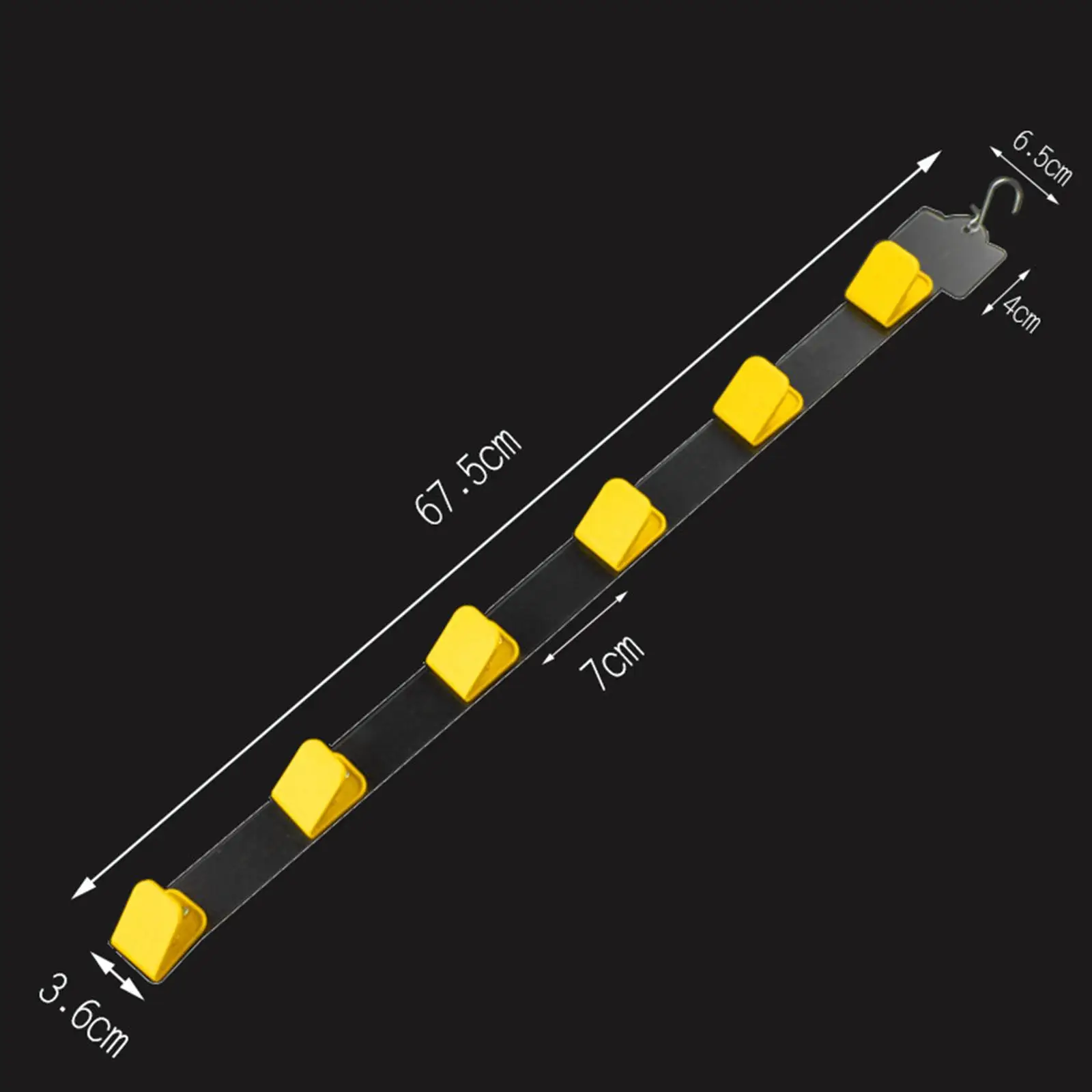 Retail Display Strip Side Hanger with 6 Clips, Sturdy, Snack Bags Organizer, Secure Holding Design