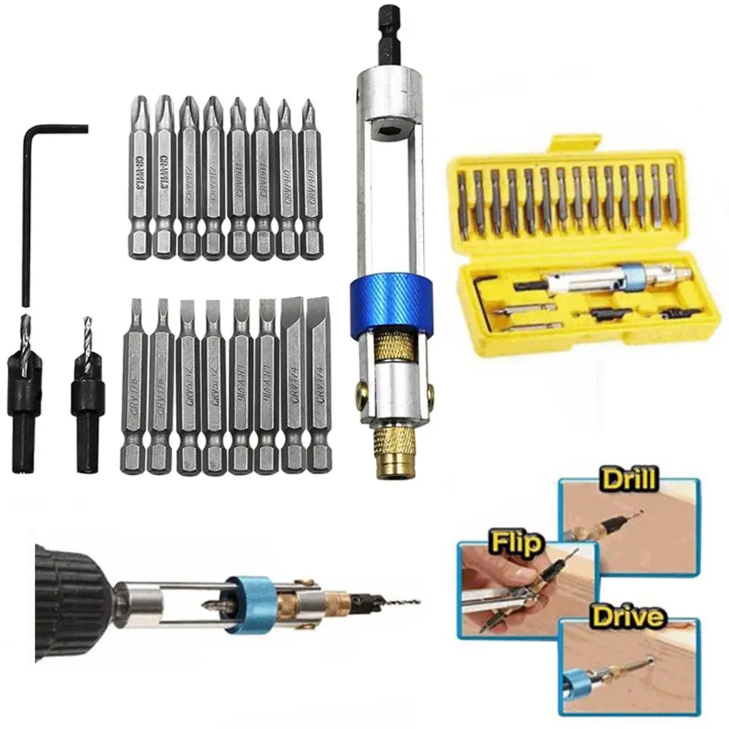 20Pcs Multi Half Times Drill Kit 20 Driver Self-locking Extension Holder