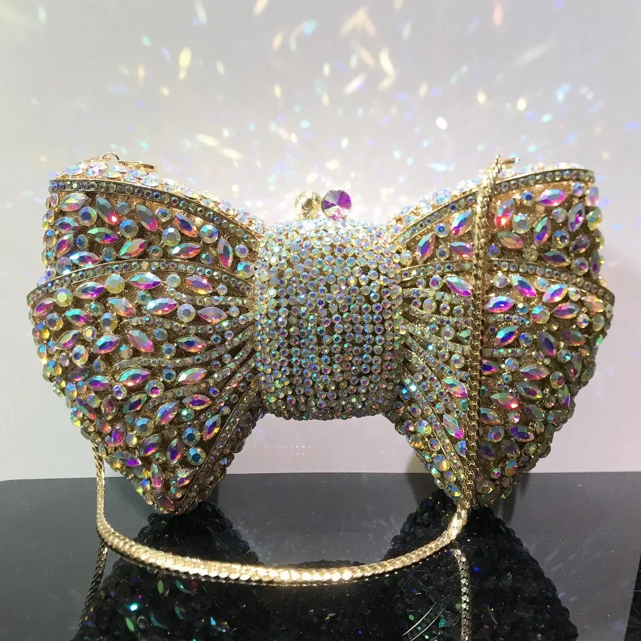 

15 Color Fashion Hollow Bow Woman Evening Bag Wedding Bride Diamond Stone Purse Crystal Banquet Gala Party Dinner Handbag