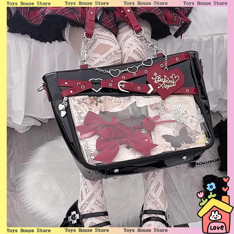 

New Original Subculture Baddie Itbag Large Capacity Transparent Layer Crossbody Bag Love Chain Hottie Shoulder Bag Y2K Bag