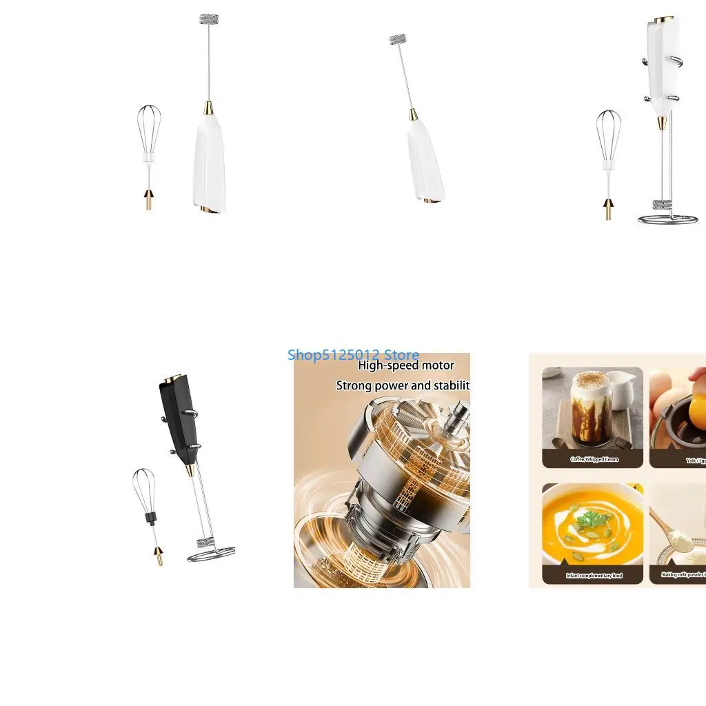 G8TC Stainless Steel Milk Frothing Wand with Detachable Whisk Heads Automatic Stirring Function Suitable for Coffee Eggs
