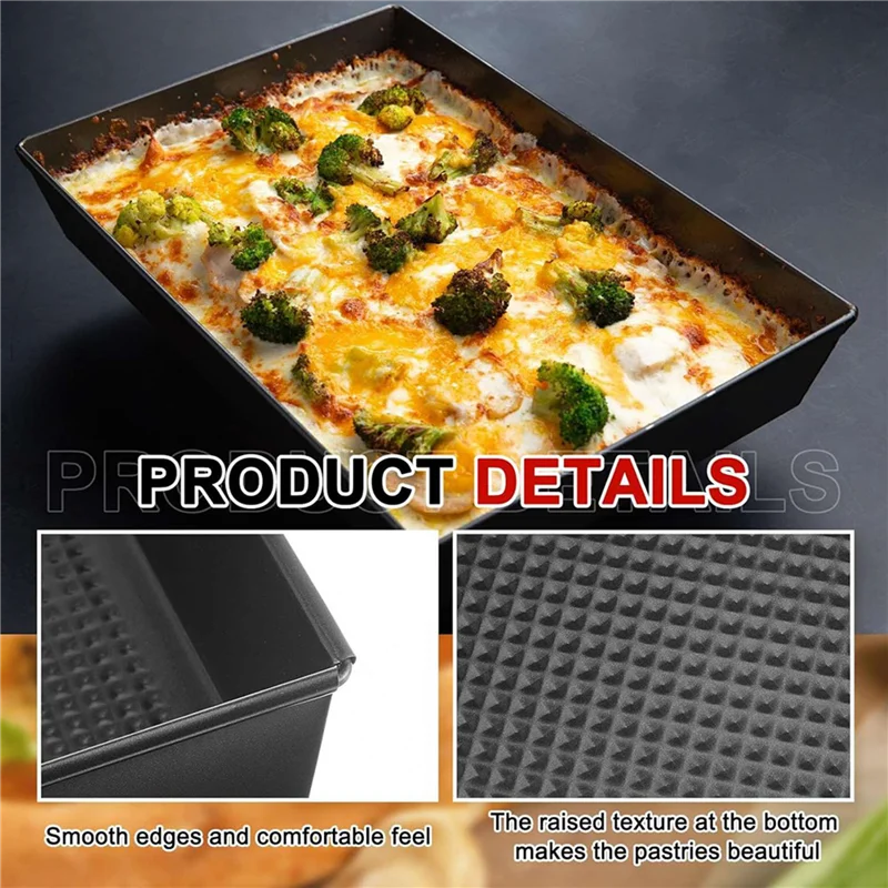 

ABMH-6 Pcs Detroit Style Pizza Pan Hard Rectangular Pizza Pans Non Stick Sicilian Style Pizza Pan Dish Pre Seasoned Bakeware