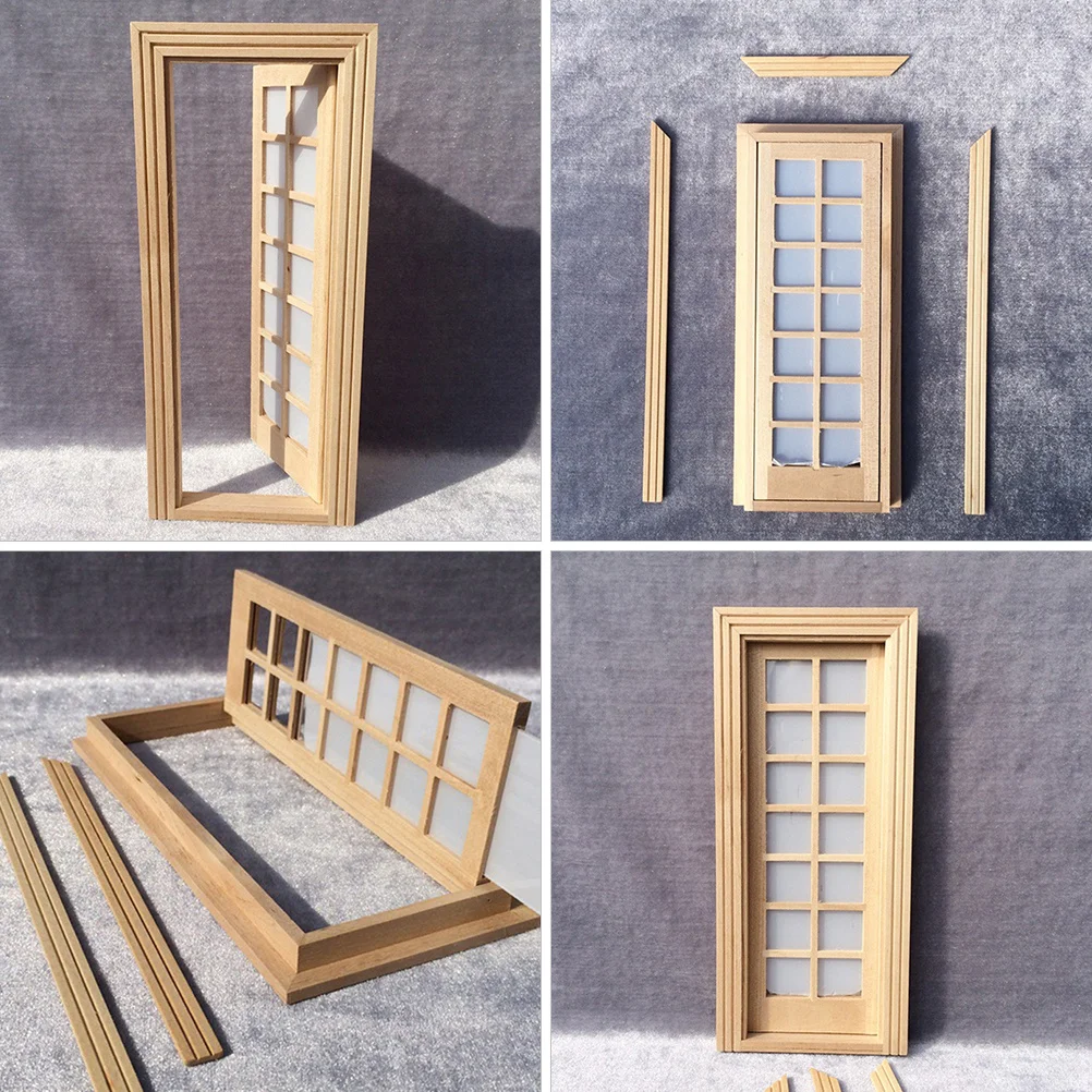 1 قطعة باب شبكي صغير خشبي شعرية الحرفية للمنزل الجنية حديقة Diy بها بنفسك زخرفة أثاث مصغر باب خشبي ديكور المنزل #4