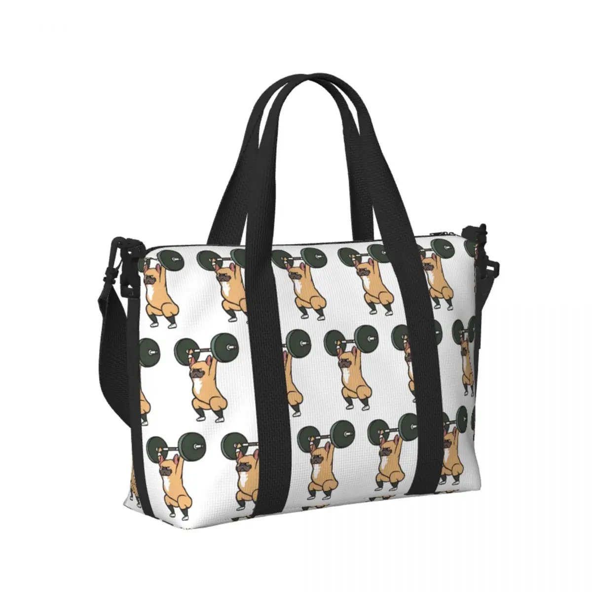 

Snatch Тяжелая атлетика Французский бульдог Пляжная дорожная сумка Большая вместительная сумка-тоут для тренажерного зала Йога Женская дорожная сумка для покупок