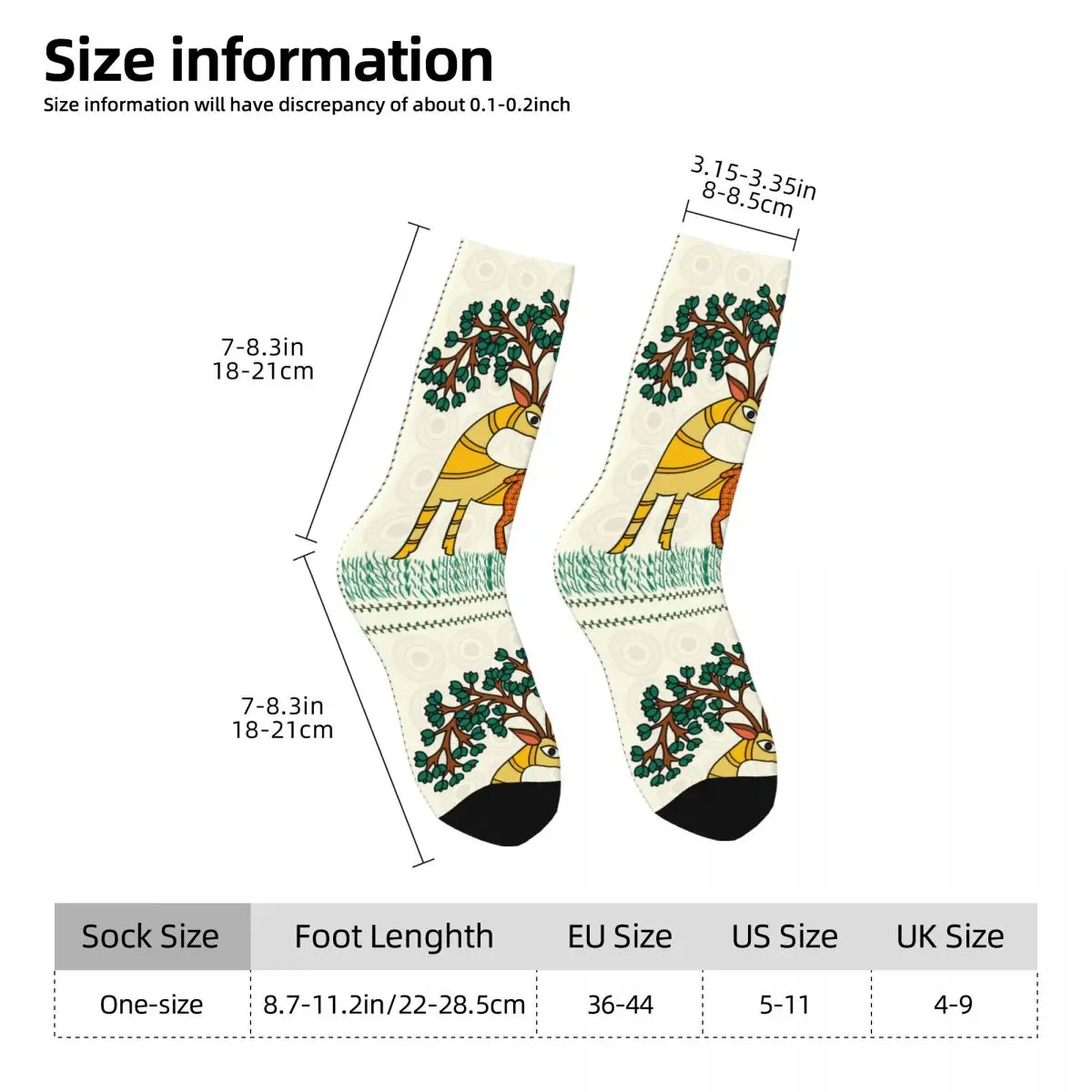 Elk Deer Sock Printed Man Polyester