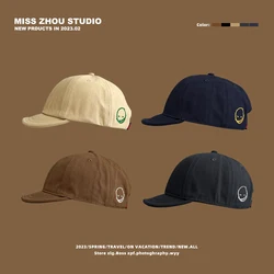 Minoria japonesa Bordado Boné de Beisebol Brim Curto para Homens e Mulheres Rua All-Match Soft Peaked Cap Primavera e Verão