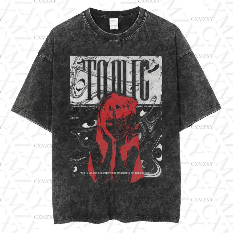 

New retro and old washed TOMICT shirt youth trend printed short-sleeved T-shirt men's summer commute