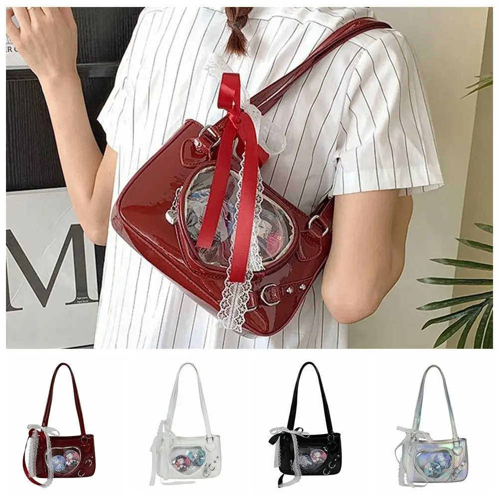 

Creative Y2K Transparent Love Itabag Zipper Bag JK Kawaii Shoulder Bag Storage Bag Messenger Bag Lace Crossbody Bag Girl