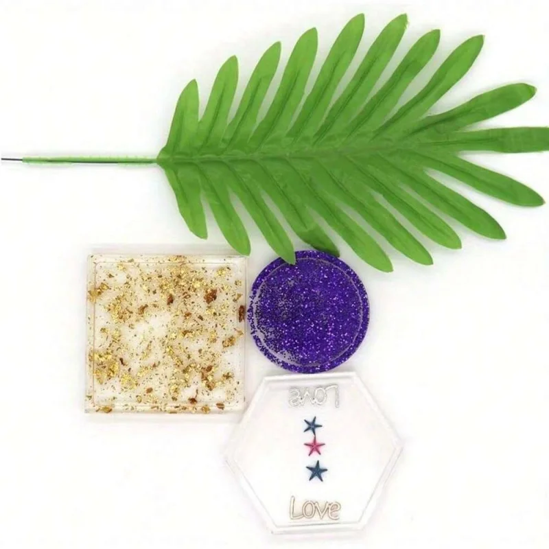 3 عبوات من قوالب السيليكون كوستر DIY، تتضمن قوالب دائرية ومربعة وسداسية للصب مع الراتنج والأسمنت