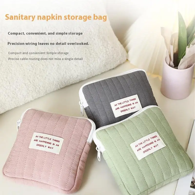 Bolsa de cosméticos pequeña con cremallera para mujer, Mini servilletas sanitarias para niñas, bolsa de maquillaje y lápiz labial, bolsas organizadoras de monedas para auriculares de viaje