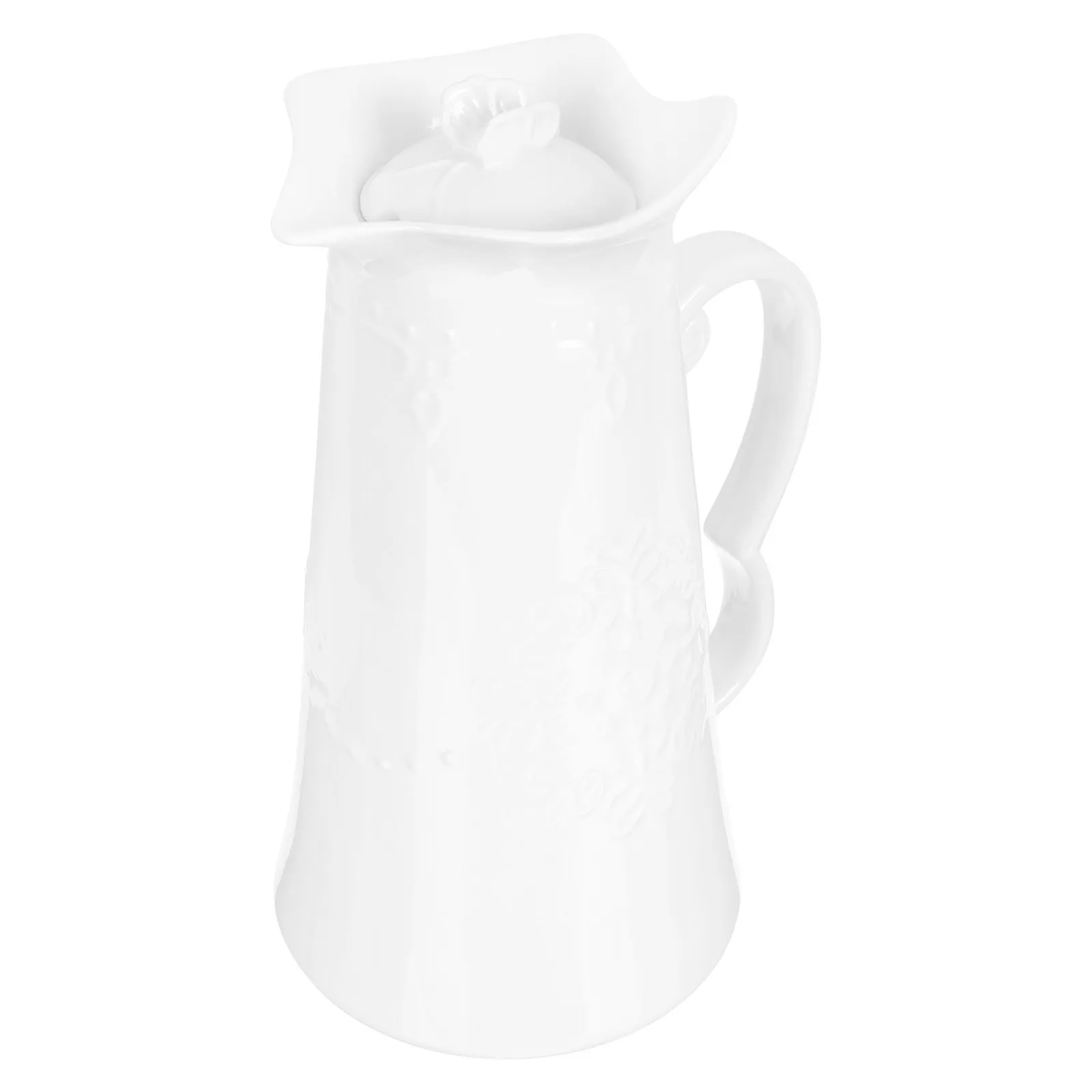 

Elegant Embossed Cold Water Jug Premium Food-Safe Ceramic Beverage Pitcher for Home Dinner Party Picnic Pool Bbq Decorative