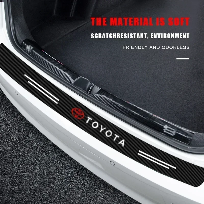 مانع صدمات خلفي للسيارة تحميل حافة ألياف الكربون فيلم حامي ملصقات لتويوتا برادو Rav4 يارس هايلكس بريوس أفينسيس كورولا كامري