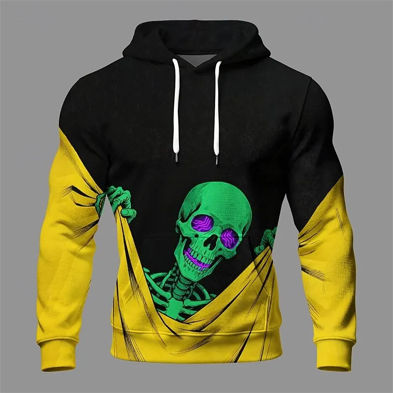 

3D Skull Print Men's Hoodies Autumn Winter Casual Sweatshirts Hip Hop Trend Harajuku y2k Clothes Fashion Loose Hooded Pullover
