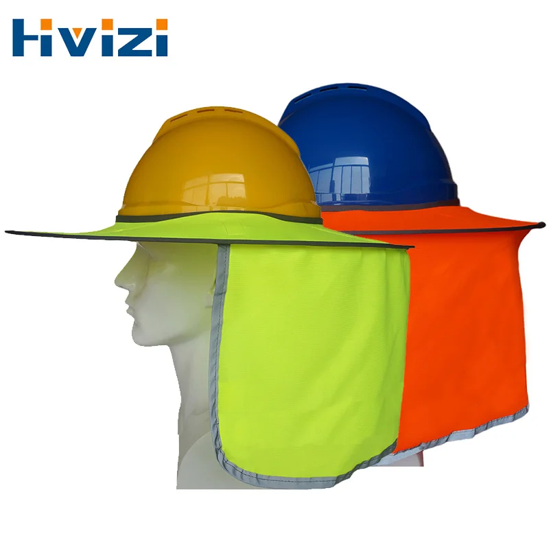 

Fluorescent Sunshade Outdoor Construction Safety Hard Hat Sun Shade Neck Shield Protective Helmets Shield