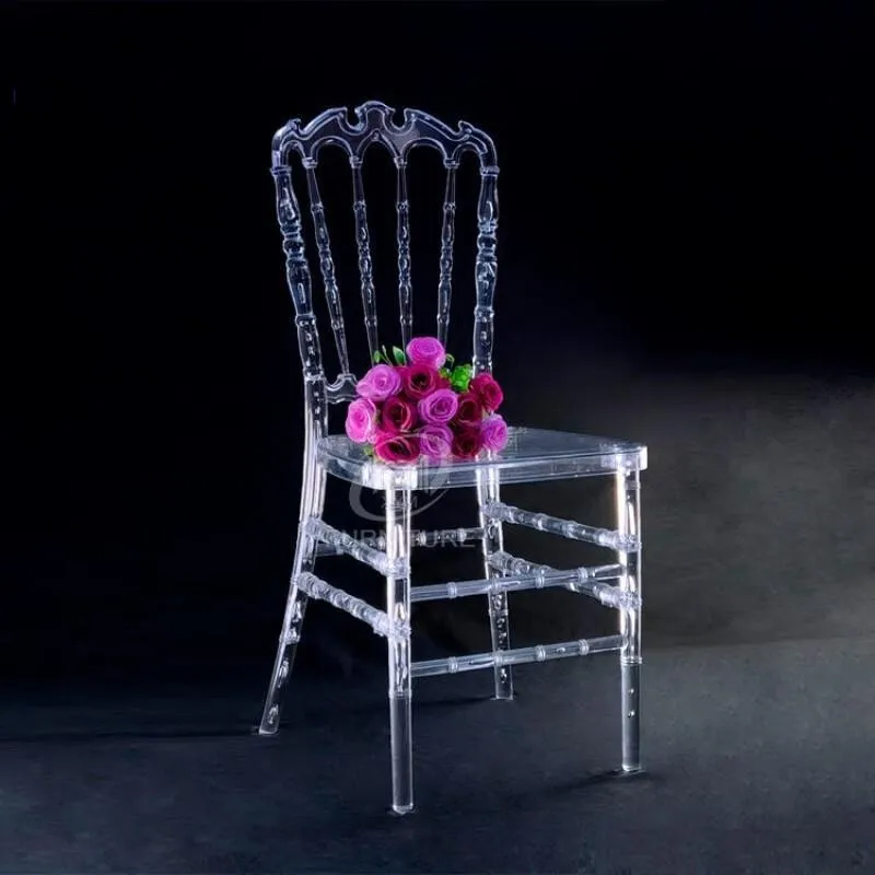 4 Pcs Transparent Detachable Wedding Resin CHIAVARI Chair Chiavari for Outdoor Moment Party Gathering in Hotel House