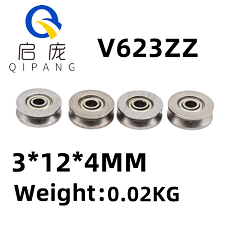 10Pcs/lot V623ZZ V Groove Roller Wheel Ball Bearings 3*12*4 mm U604 4*13*4 Embroidery Machine Carbon Steel Pulley Bearing