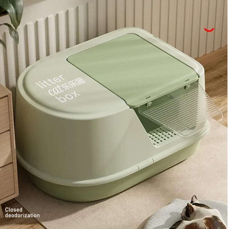 Super Large Cats' Sandbox Fully Enclosed Cat Toilet Splash and Odor Prevention Litter Tray with Pedal Pet Supplies Cat Sandbox