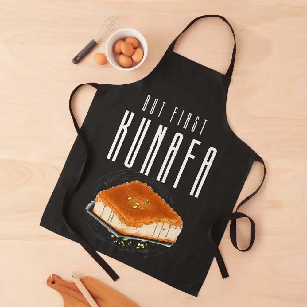 

But First Kunafa- Knafeh, Kunafeh, Chnafa Dessert Funny Meme Generative AI Apron Kitchenware Women's Apron