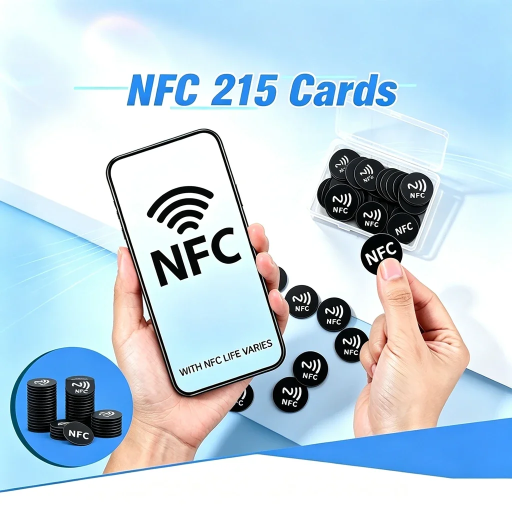 50-10PCS Ntag 215 NFC Phone Available RFID Tags Stickers Adhesive Label NFC Ntag215 Self-adhesive Tag 13.56MHz ISO14443A Sticker