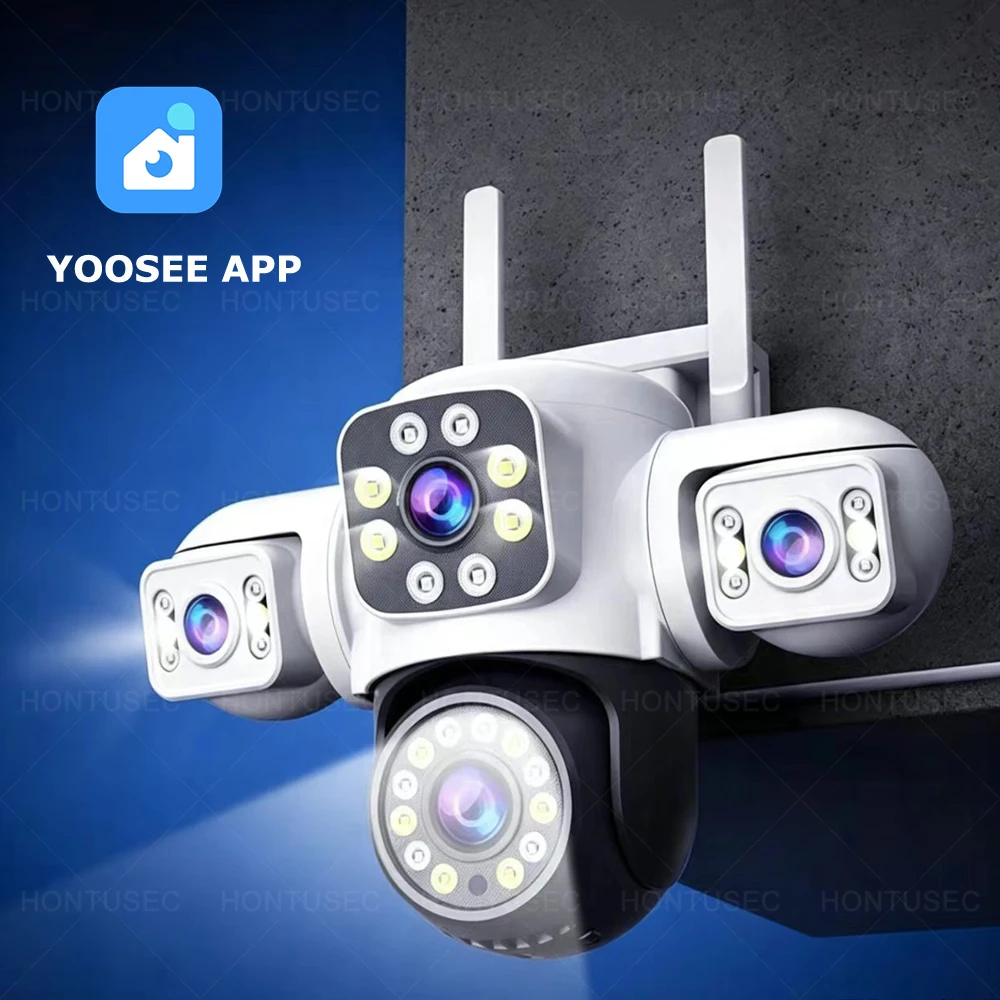 YOOSEE 6K 12MP 3 Lens 3 Screens Wifi IP Camera Outdoor Waterproof Color Night Vision Auto Tracking Two Way Audio Security Camera