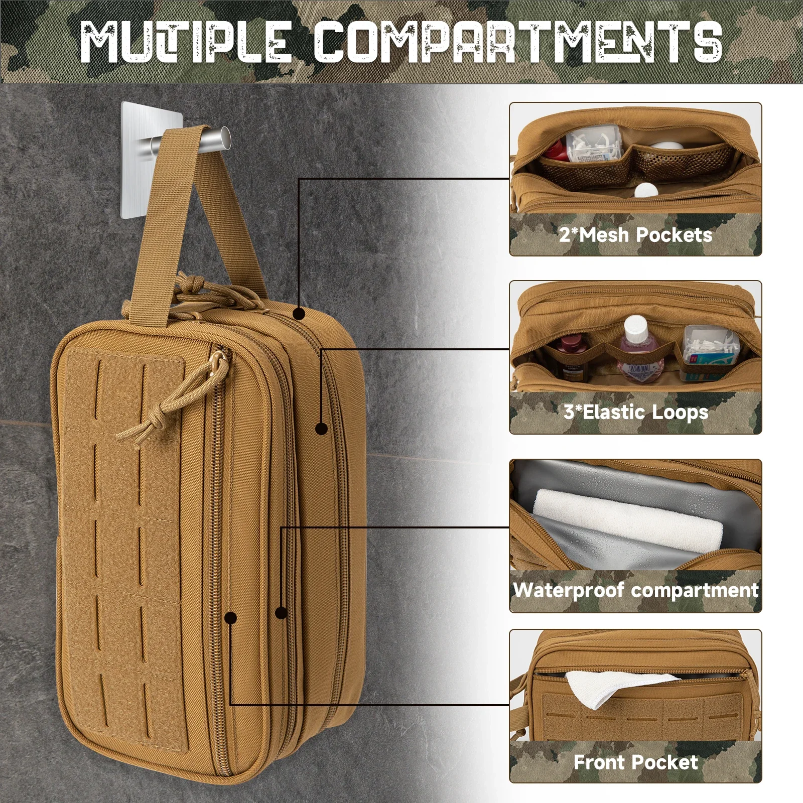 Neceser táctico Molle para hombre – Bolsa de higiene y afeitado - imagen 5